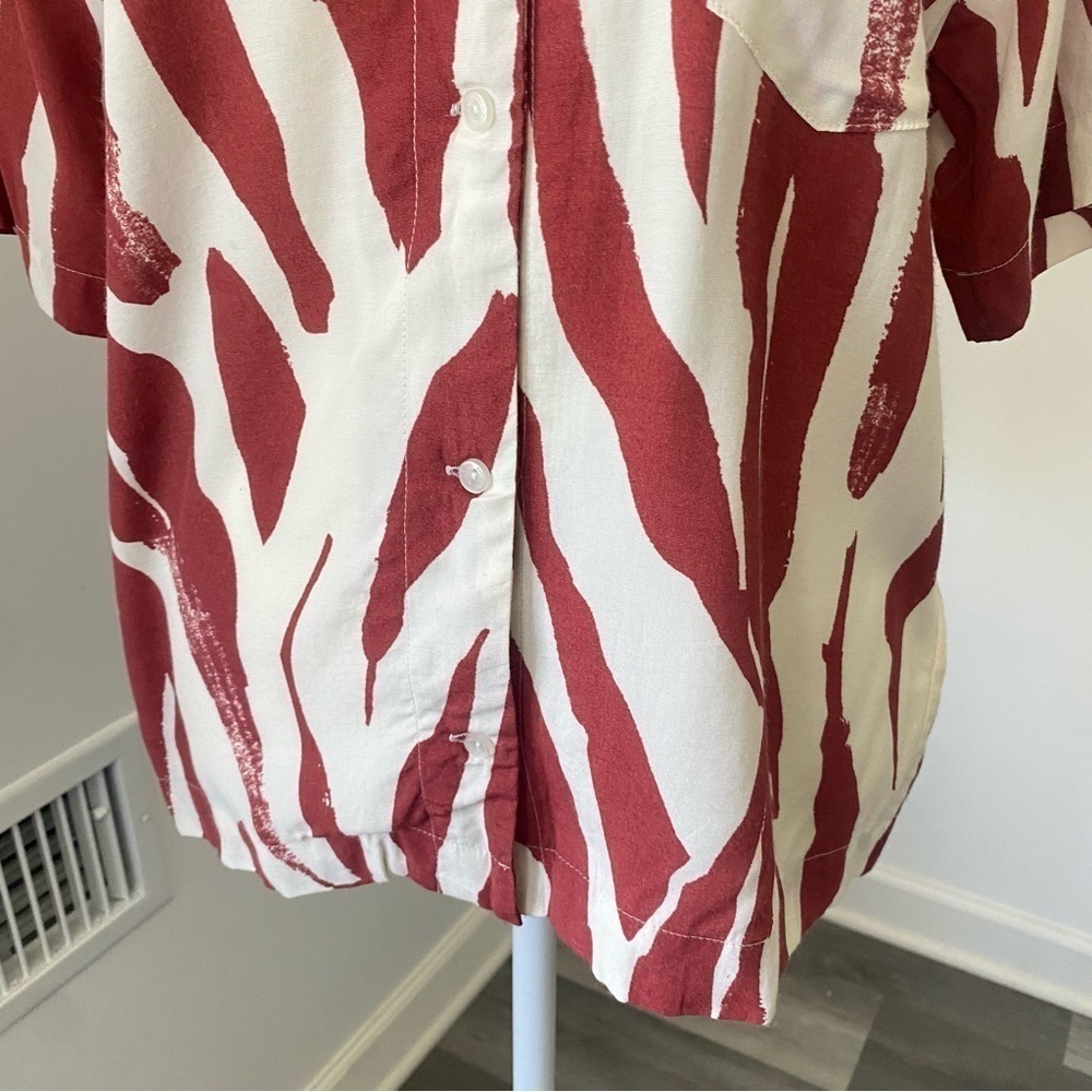 Anine Bing Benji Zebra Print Button Down Short Sl… - image 4